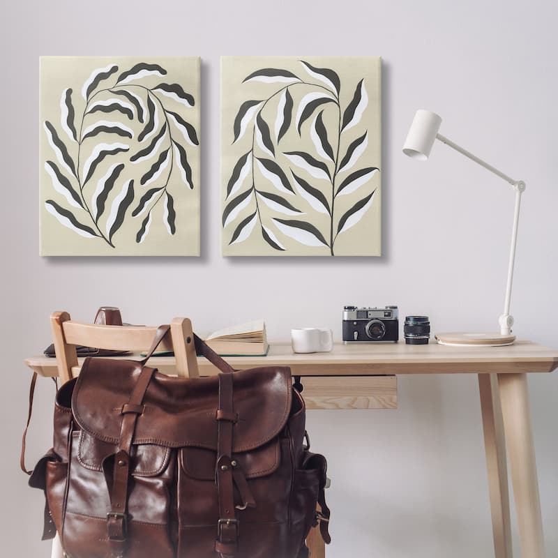 Stupell Midcentury Mod Botanicals Canvas Wall Art Design By Grace Popp (Set of 2)