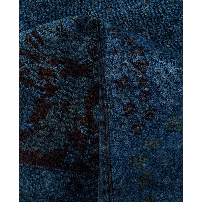 Overdyed One-of-a-Kind Hand-Knotted Area Rug - Blue - 9' 0" x 12' 1"