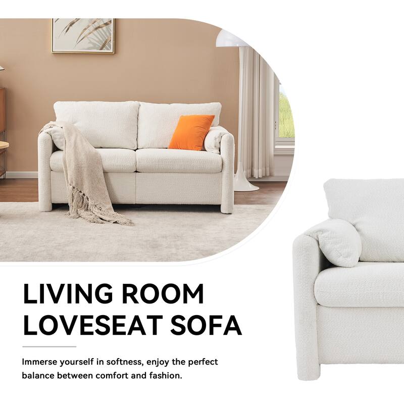 59.87" Chenille 2-Seater Sofa with Barrel Back & Sturdy Frame
