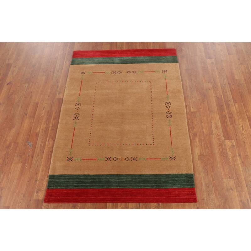 Striped Gabbeh Indian Foyer Rug Handmade Wool Carpet - 3'11"x 5'7"
