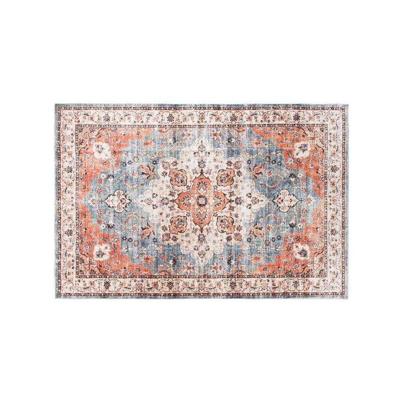 World Rug Gallery Traditional Distressed Washable Non Slip Area Rug