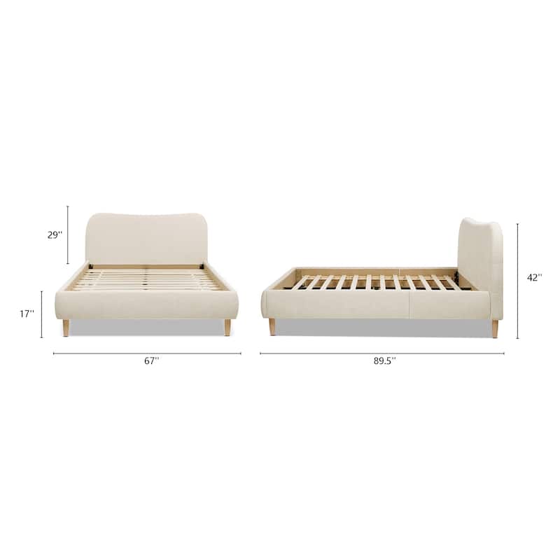 Roman Boucle Sherpa Curved Headboard Modern Platform Bed