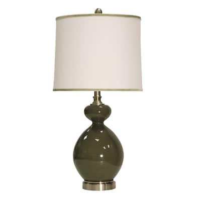 Sharkskin Green Table Lamp - White Hardback Fabric Shade