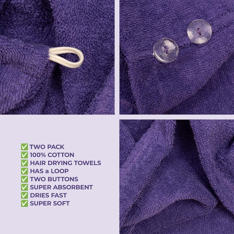 American Soft Linen 100% Cotton Hair Drying Towels for Women, Cotton Hair Turban Turkish Towel Wrap, Head Towel Cap for Hairs