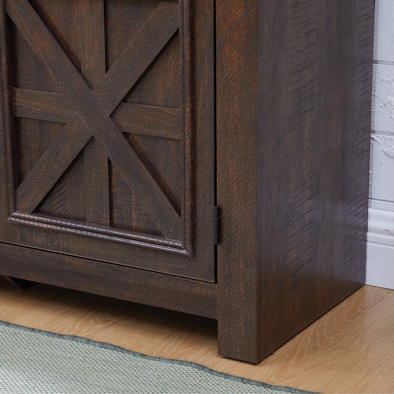 Farmhouse TV Stand Entertainment Console with Fireplace
