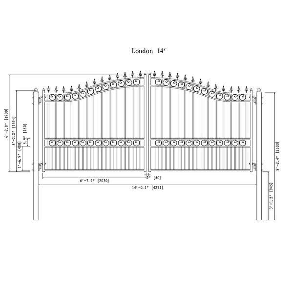 ALEKO Black Steel Dual Swing 14 ft Driveway Gate London Style - 14 ft x ...