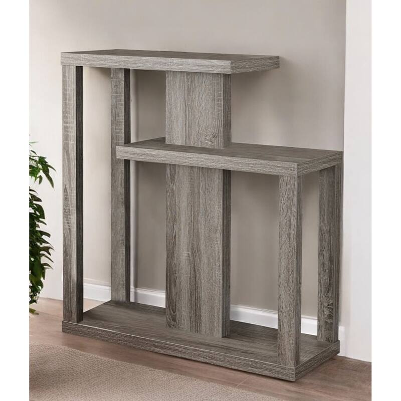 32" Taupe Free form Floor Shelf Console Table With Storage - 31.5”L x 11.75”W x 34”H