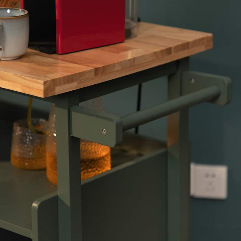 Portable Kitchen Cart Wood Top Kitchen Trolley with Drawers