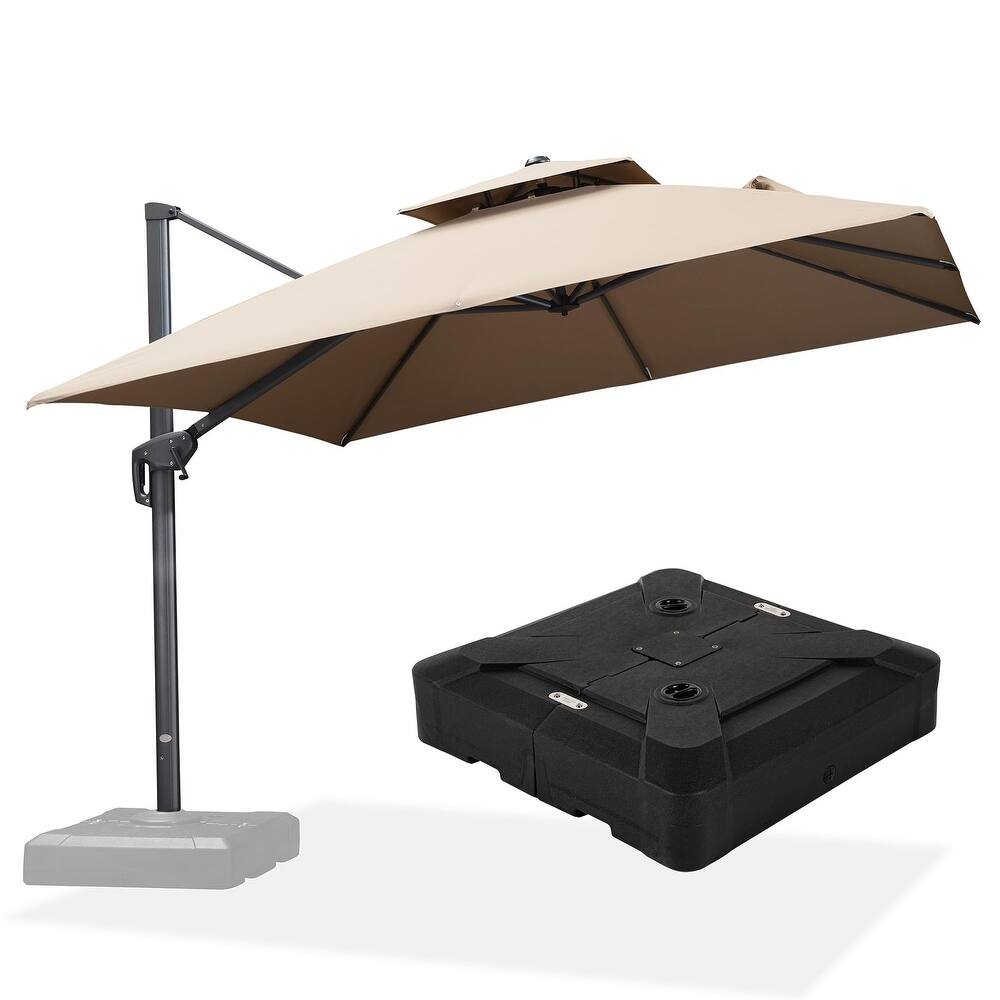 PURPLE LEAF 10ft Square Cantilever Umbrellas with Tilt-and-Crank with Base