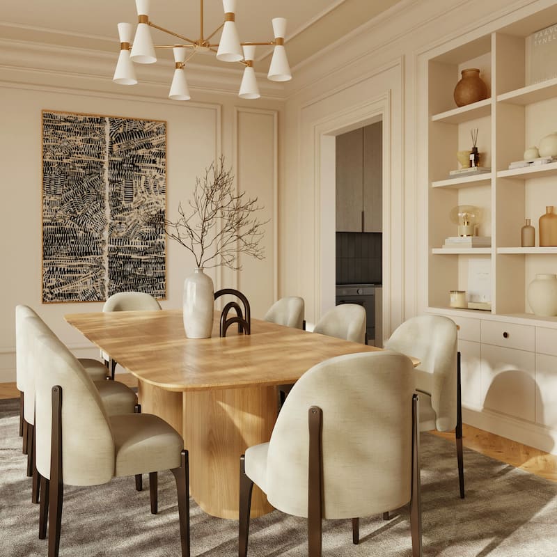 Poly & Bark Pietta Dining Chair (Set of 2) - Durable Fabric with Solid Wood Legs