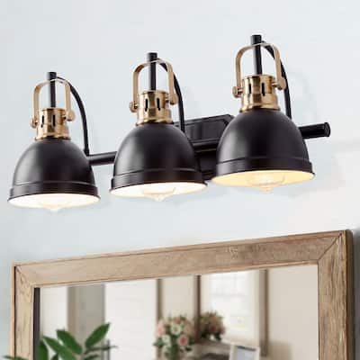 Industrial Black and Bronze 3-Light Bowl Shape Bathroom Vanity Lamp