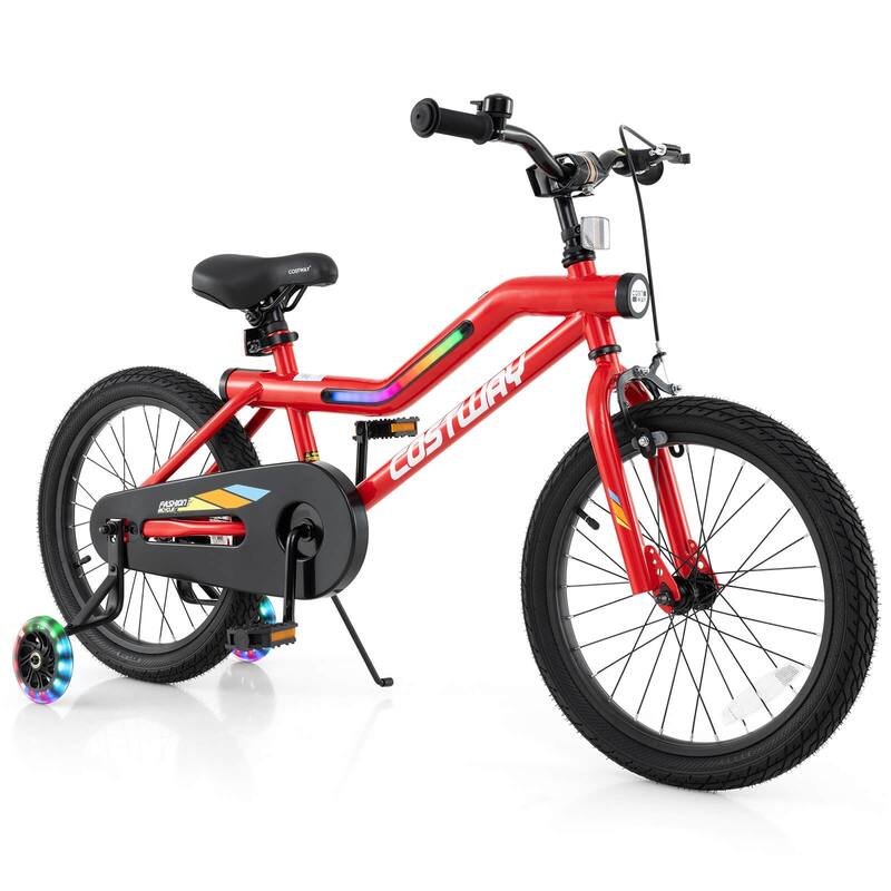 Costway 18" LED Lighted Kids Bike with Adjustable Seat Coaster Brake - See Details - Red