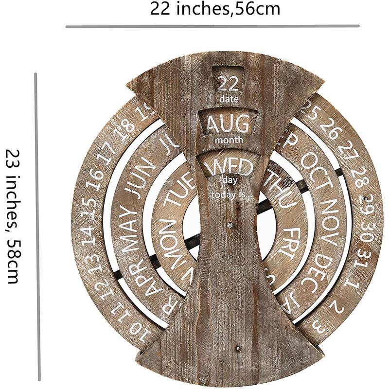 Rustic Wood Wall Mounted Spin Perpetual Calendar