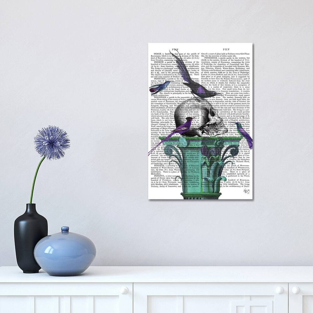 iCanvas "Skull On Plinth I" by Fab Funky Canvas Print