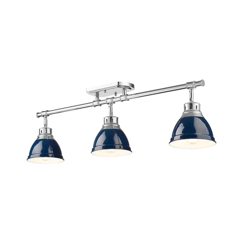 Yep by Golden Lighting Duncan 3-light Semi-Flush Mount in Chrome and Navy Blue shade - 3-Light Semi-flush