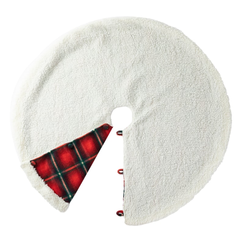 Glitzhome 48"D or 60"D Reversible Classic Plaid Flannel Christmas Tree Skirt
