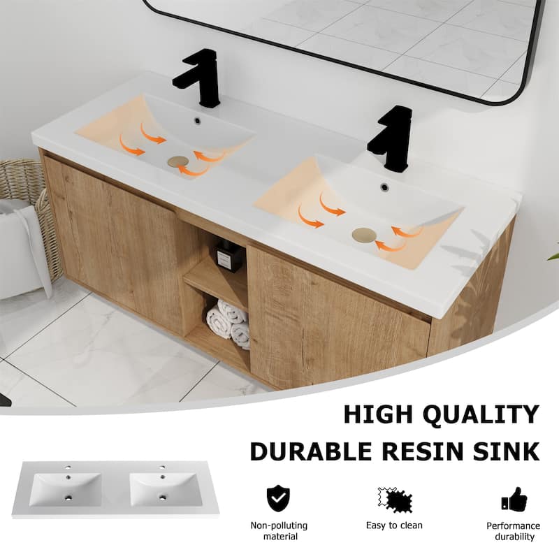 47.6" Wall Mounted Bathroom Vanity With Double Sink