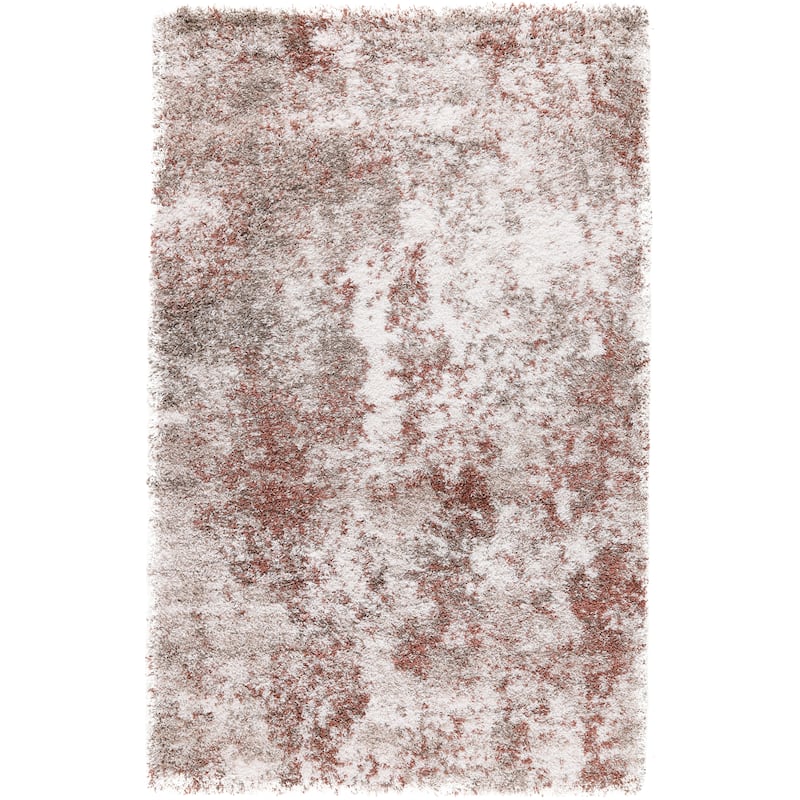 Noori Rug Lux Juno Abstract Modern 2-inch Thick Shag Rug - 12'2" x 15'2" - Rust/Ivory
