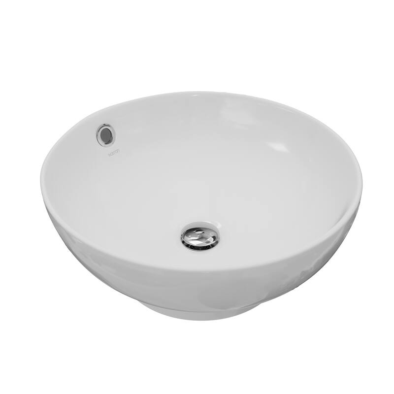 Karran Valera 17" Vitreous China Vessel Bathroom Sink in White with Overflow Drain