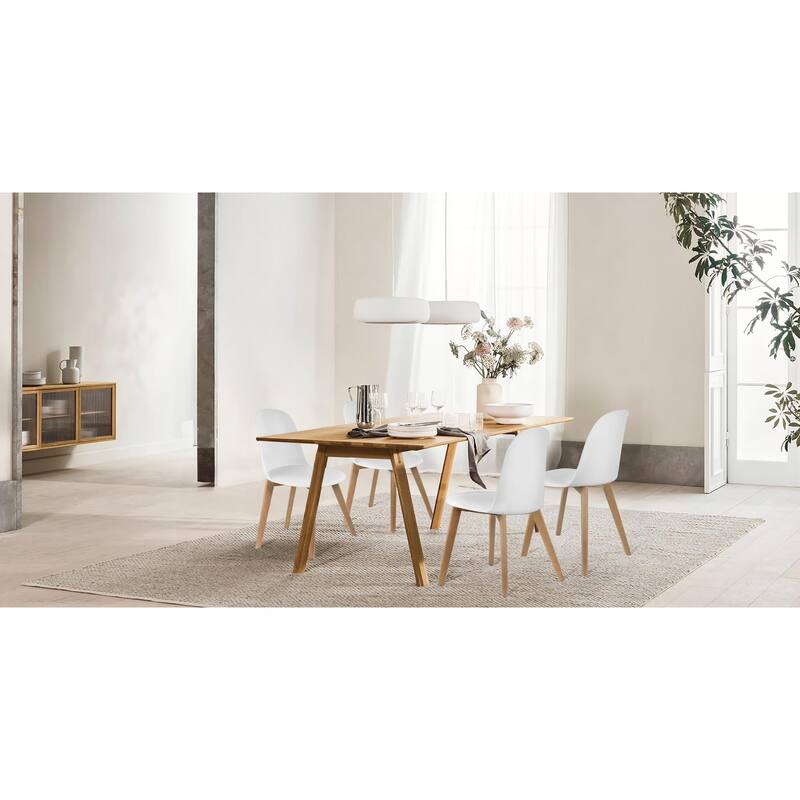 Set of 4 Plastic Dining Side Chair Wood For Event Kitchen Office Event Garden Patio Cafe