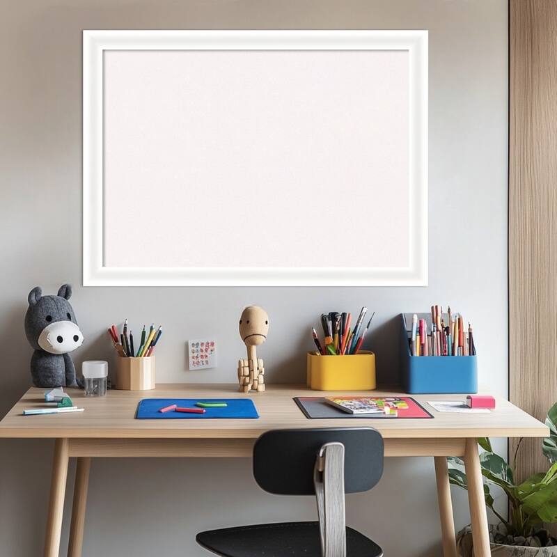 Oliver White Narrow Wood Framed Cork Board - Bulletin Board, Organization Board, Pin Board
