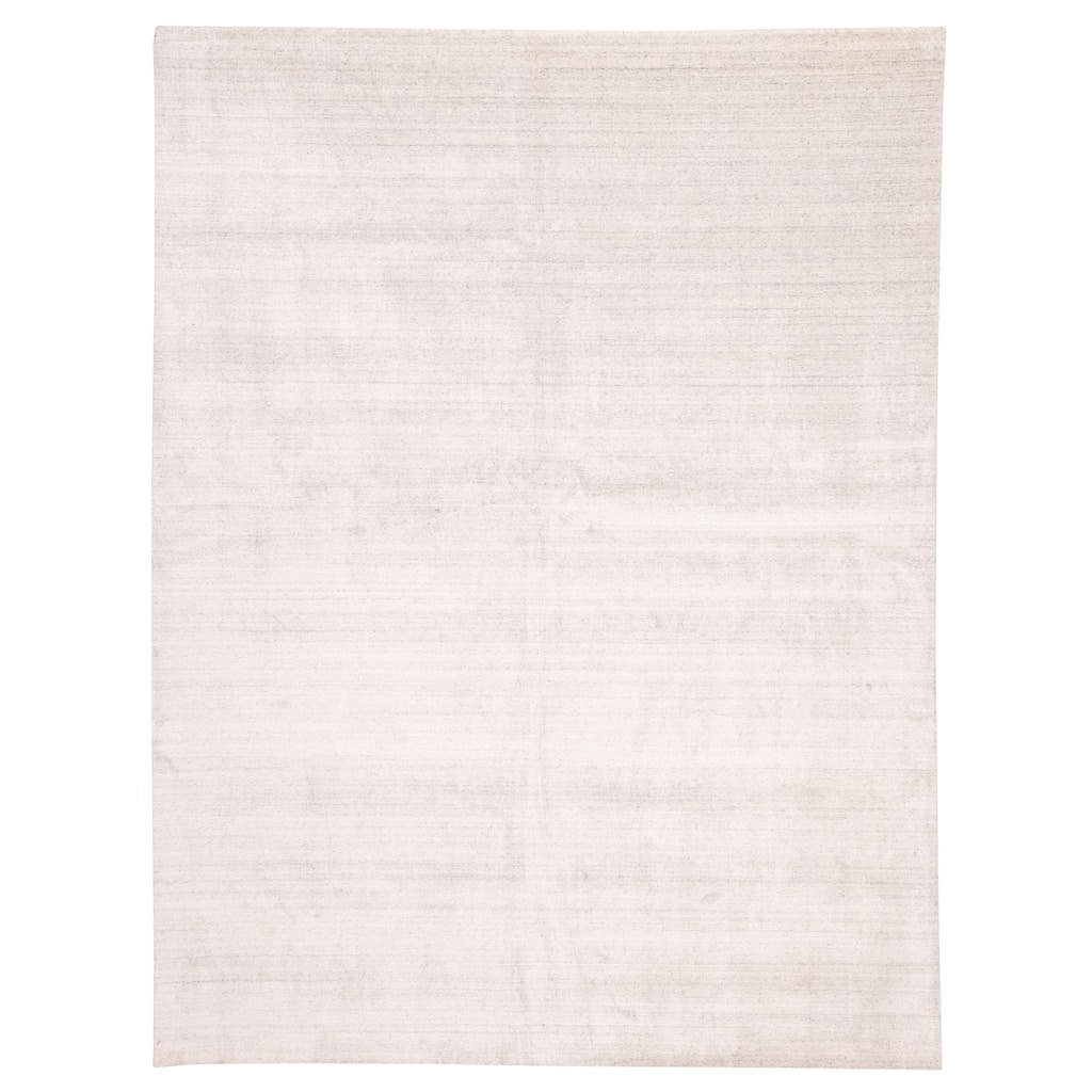 ECARPETGALLERY Hand Loomed Ananda Light Grey Viscose, Wool Rug - 9'0 x 12'0