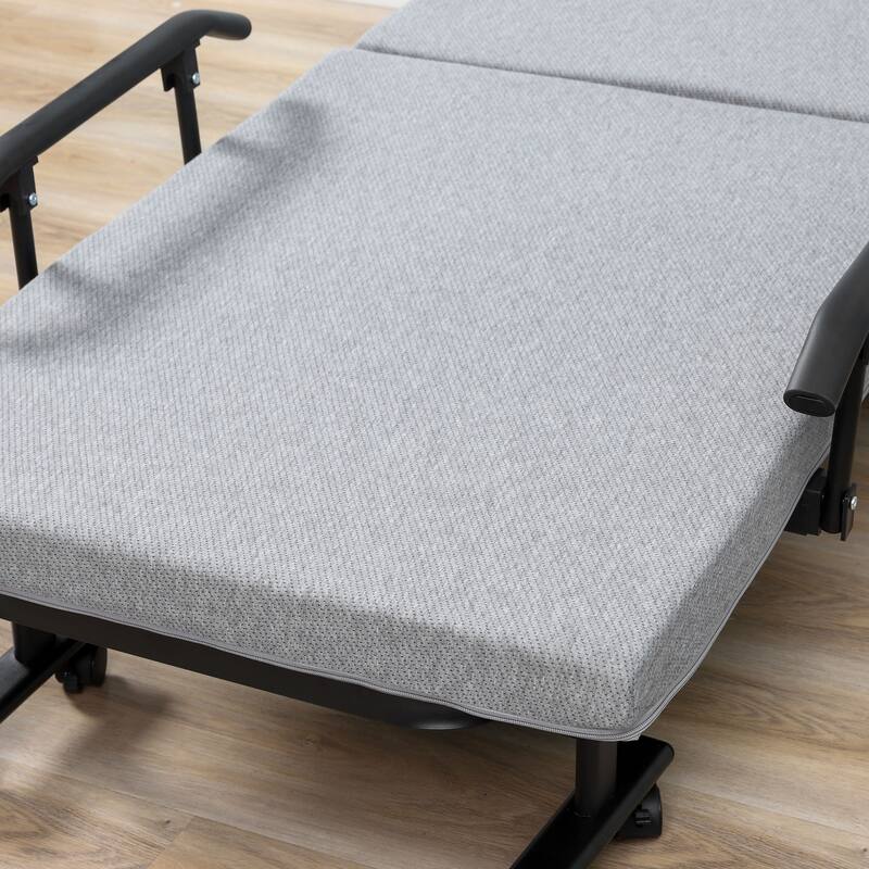 HOMCOM Folding Bed with 3.25" Mattress, Portable Foldable Guest Bed with Adjustable Backrest