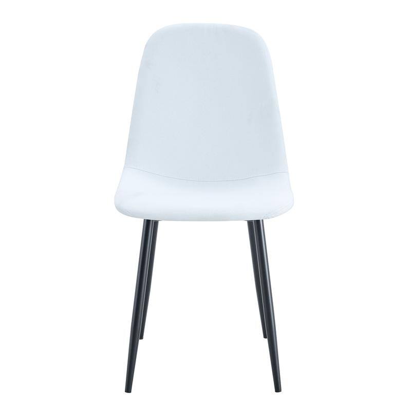 Set of 4 Modern Dining Chairs - Breathable Linen-Cotton Upholstery & Sturdy Integrated Metal Legs