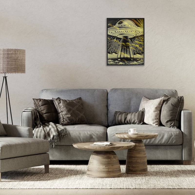 Stupell Mysterious Alien UFO Framed Giclee Art Design By Jesse Keith
