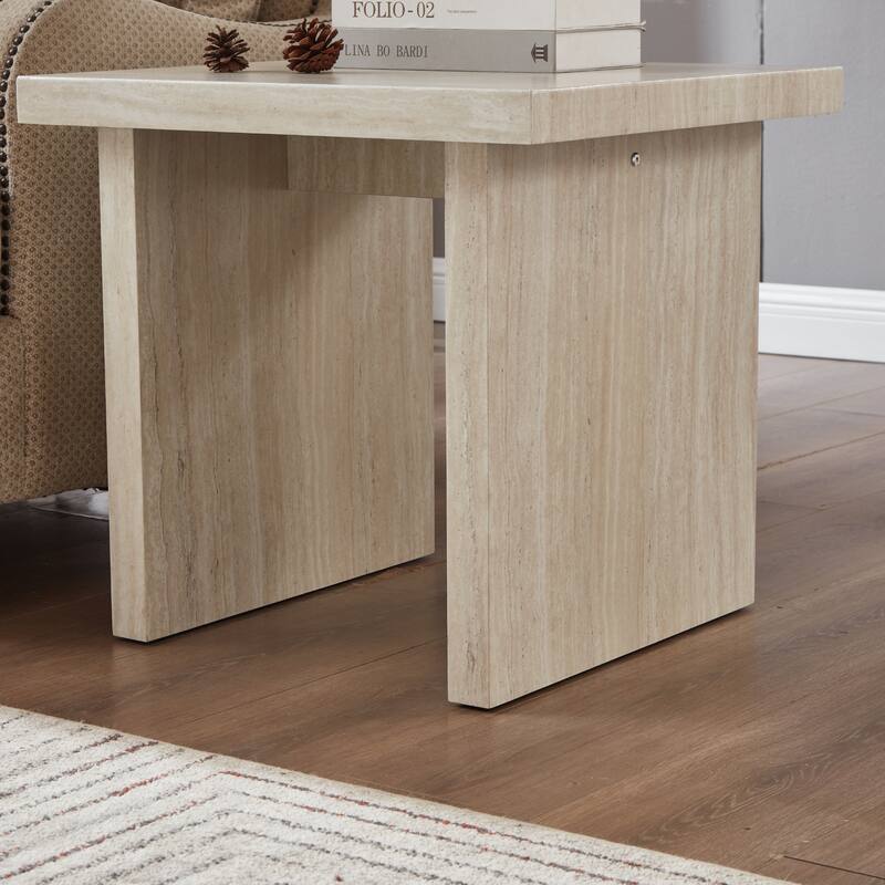 Roundhill Furniture Cavira 3-Piece Faux Marble Coffee Table Set