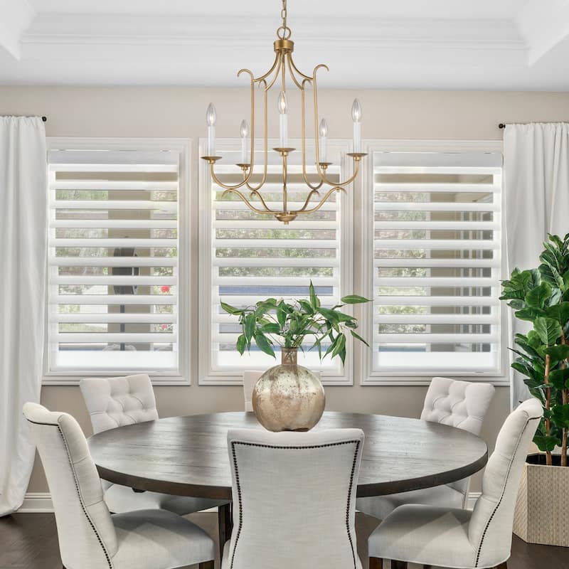 Mid-century Modern Gold French Country Candle Unique Chandelier Vintage Dining Room Pendant Lighting