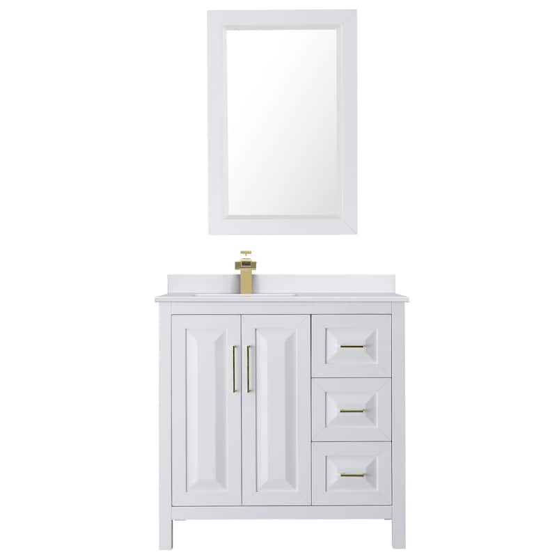 Daria 36-inch Single Vanity, Cultured Marble Top, 24-inch Mirror
