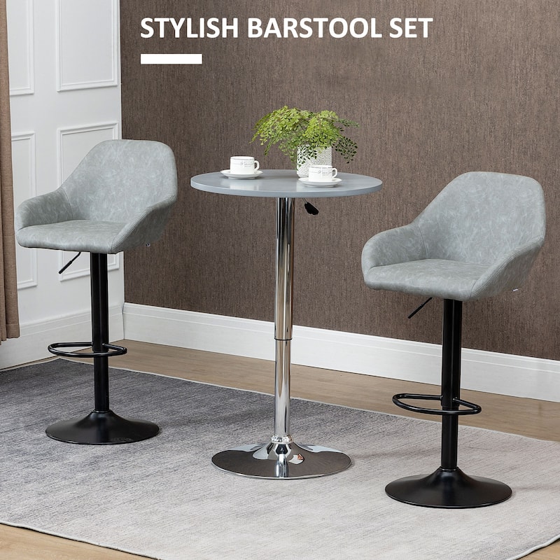Set of 2 Height Adjustable Velvet Swivel Bar Stools with Steel Frame and Thick Foam Seats for Kitchen