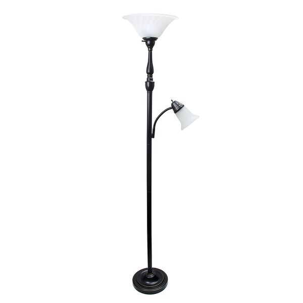 Lalia Home Torchiere Floor Lamp w Reading Light Marble Glass Shades Bed Bath Beyond 34579814