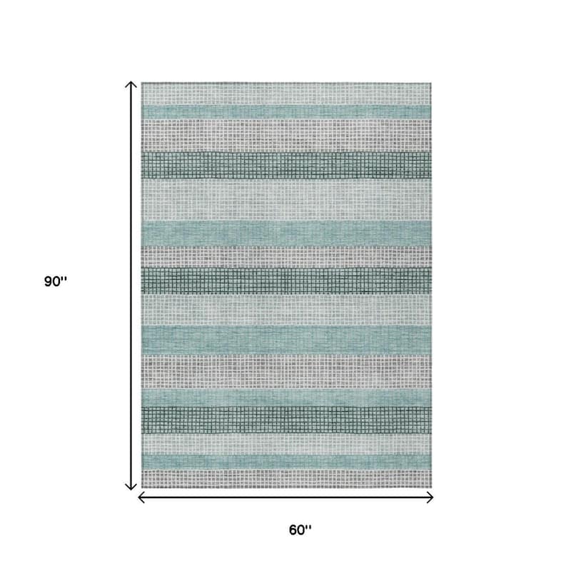 HomeRoots Striped Transitional Rectangle Outdoor Rug