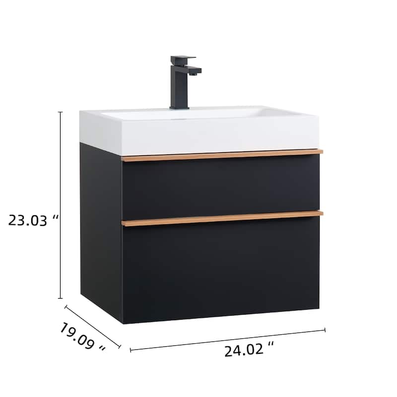 Wall Mounted Bathroom Vanity with Integrated Acrylic Sink