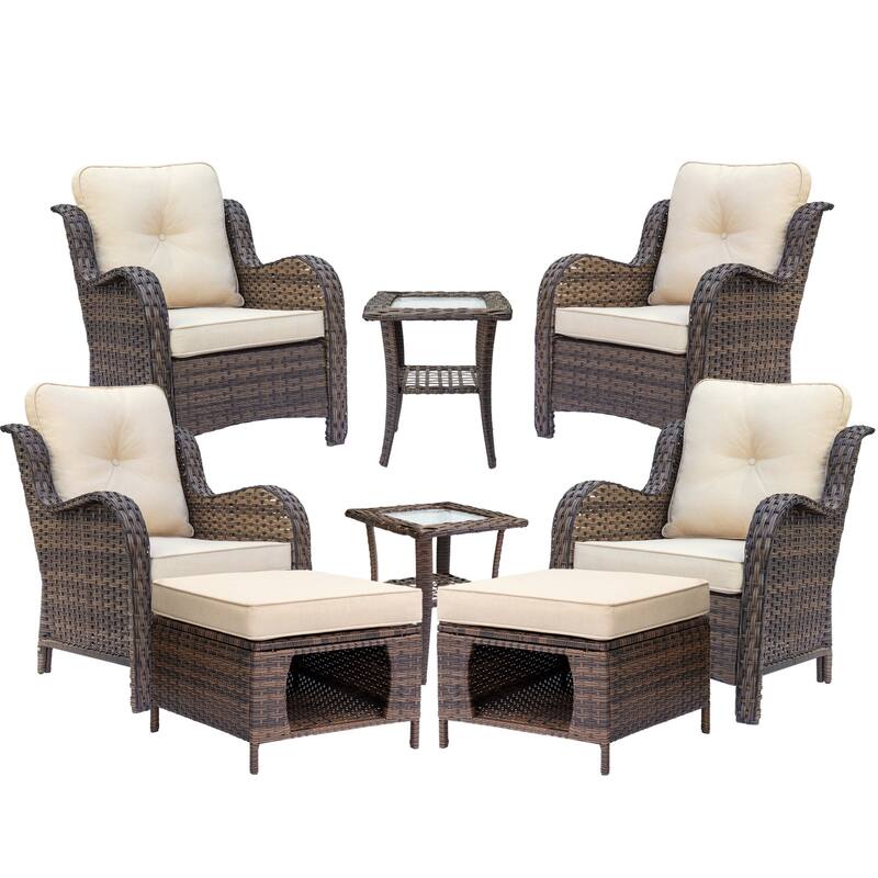 Patio Furniture Sets Chair Storage Ottoman and Outdoor Sofa with Cover