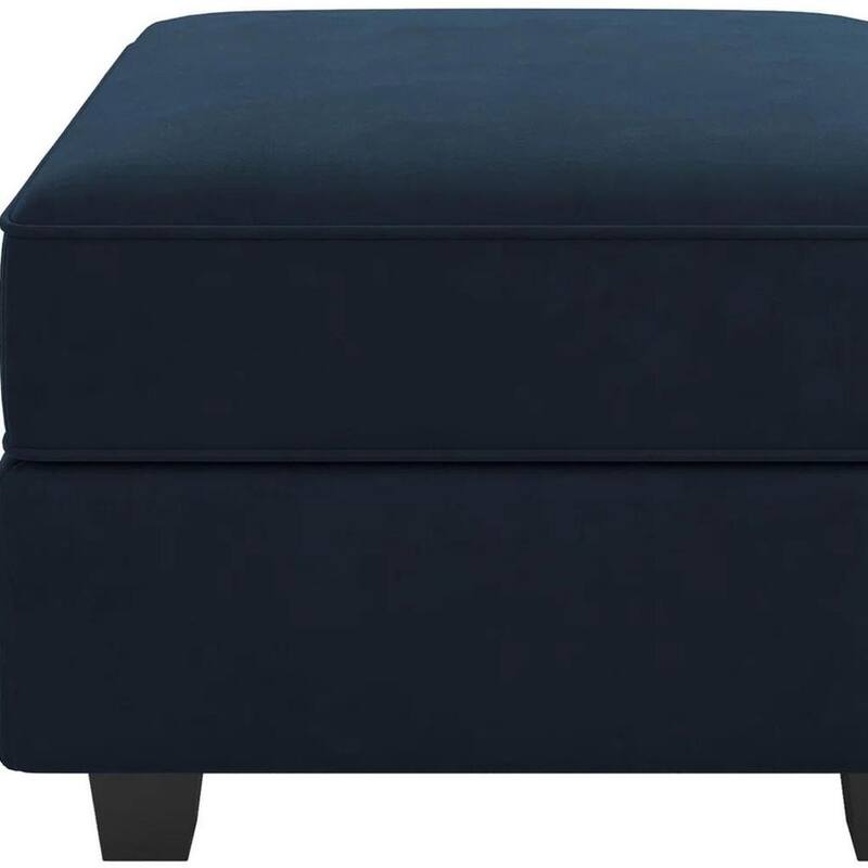 HomeRoots 26" Beige and Black Faux Leather Storage Ottoman