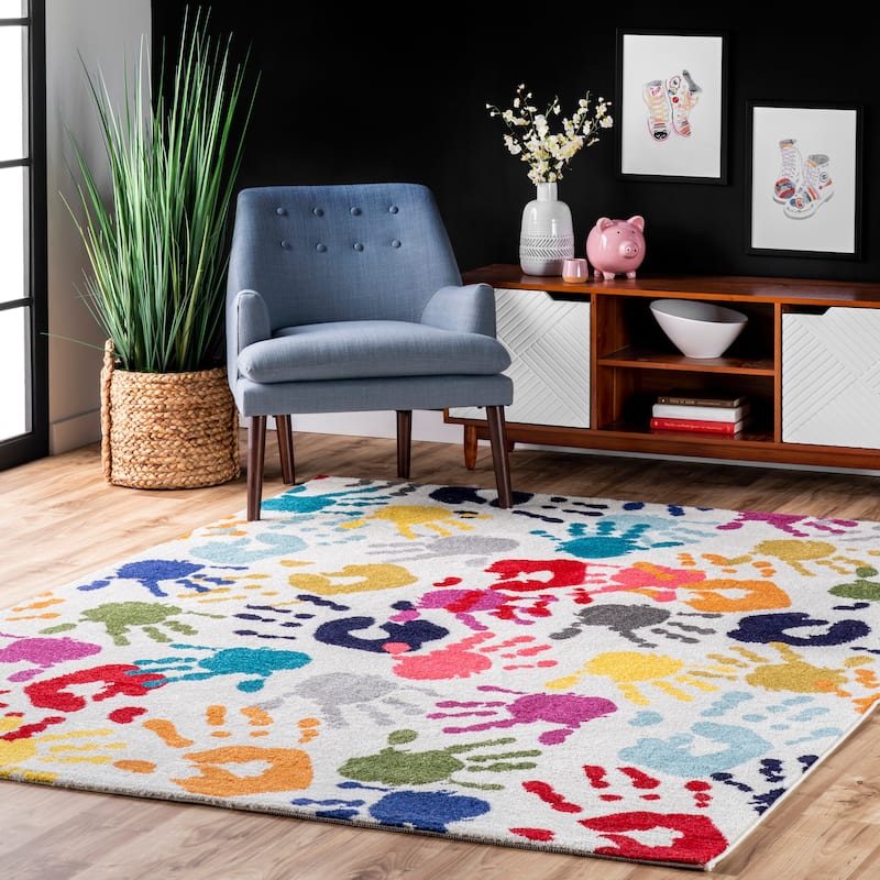Nuloom Pinkie Handprint Kids Area Rug - 4'1" x 6' - Multicolor
