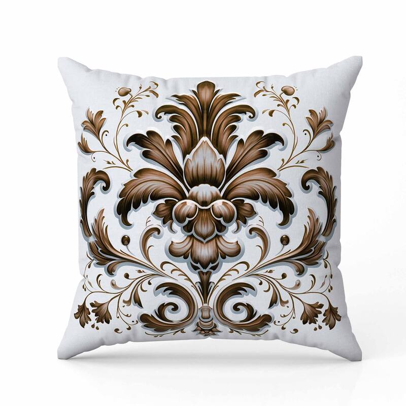 Vintage Veil Indoor/Outdoor Reversible Throw Pillow Blue and Coffee