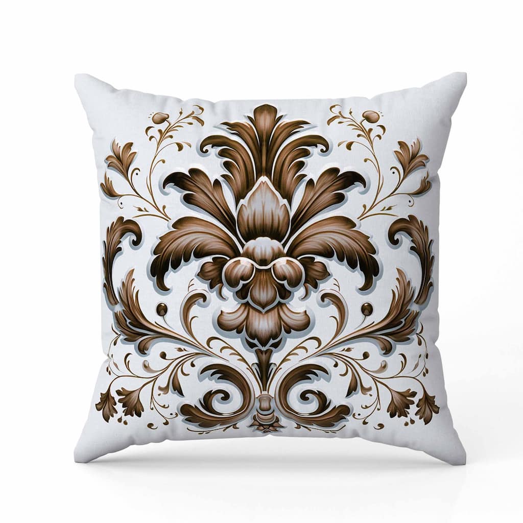 Vintage Veil Indoor/Outdoor Reversible Throw Pillow Blue and Coffee