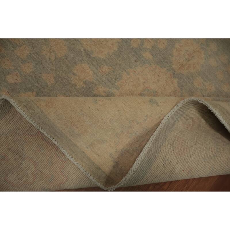 Hand Knotted Oriental 100% Wool Carpet Transitional All-Over Green Oushak Area Rug - 8' 0'' X 8' 2''