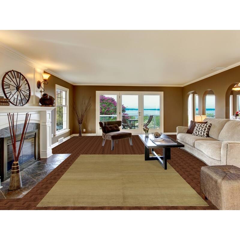 Contemporary Gabbeh Oriental Area Rug Handmade Green Wool Carpet - 6'5" x 9'7"