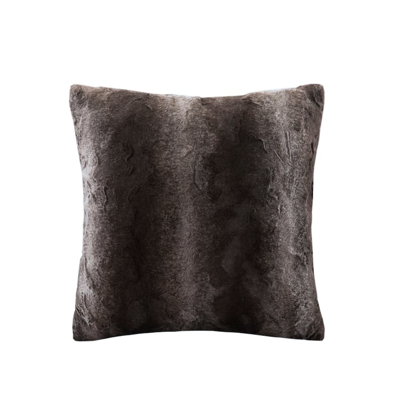 Madison Park Zuri Fax Fur Square Pillow - Brown