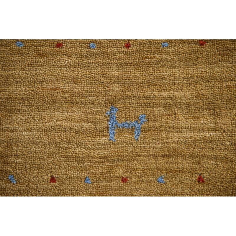 Tribal Gold Gabbeh Oriental Area Rug Handmade Wool Carpet - 5'3"x 7'8"
