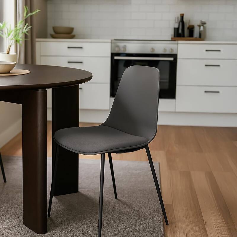 Set of 2 Plastic Dining Side Chairs Padded Cushion For Party Office Kitchen Rental Restaurant Metal Legs Indoor Outdoor Patio