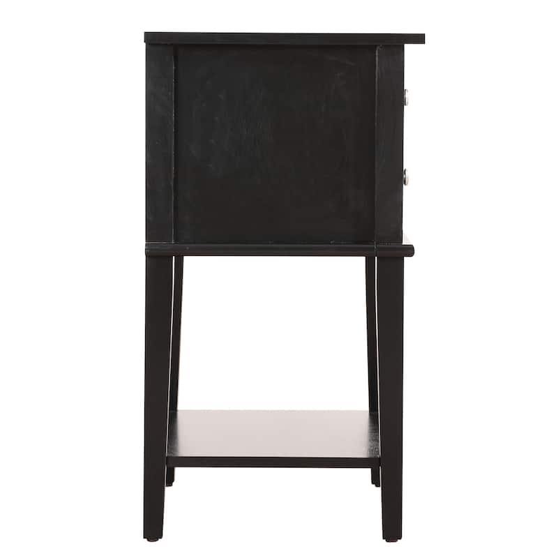 Black Nightstand 28x22x16 Sleek Contemporary Bedside Table with Open Shelf Storage, Minimalist Modern Bedroom Accent