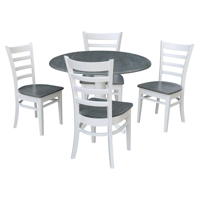42 in. Drop Leaf Table with 4 Ladder Back Dining Chairs - 5 Piece Set