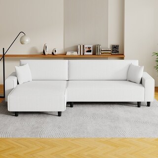 Corduroy Sofa Bed L-Shape Sectional Sofa with Lounge Chaise - Bed Bath ...