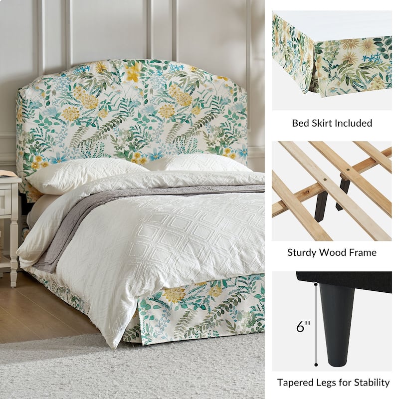 Kristian Traditional Bedroom Machine Washable Slipcovered Bed with Variety Fabric Choice Set-QB by HULALA HOME